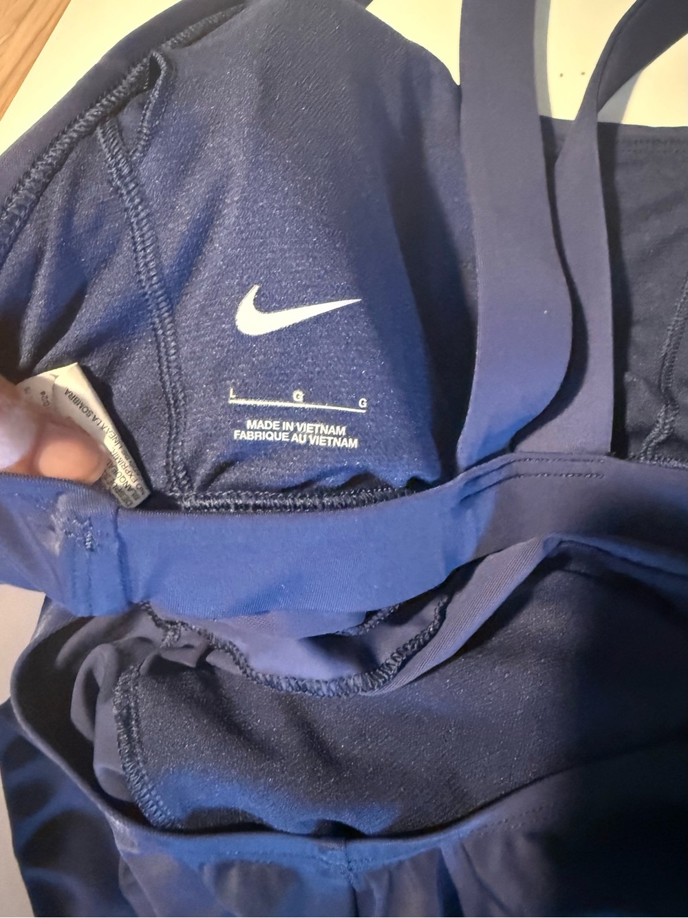Nike Women’s Dark Navy One-Piece Swim Top with Silver Swoosh - Picture 5 of 5